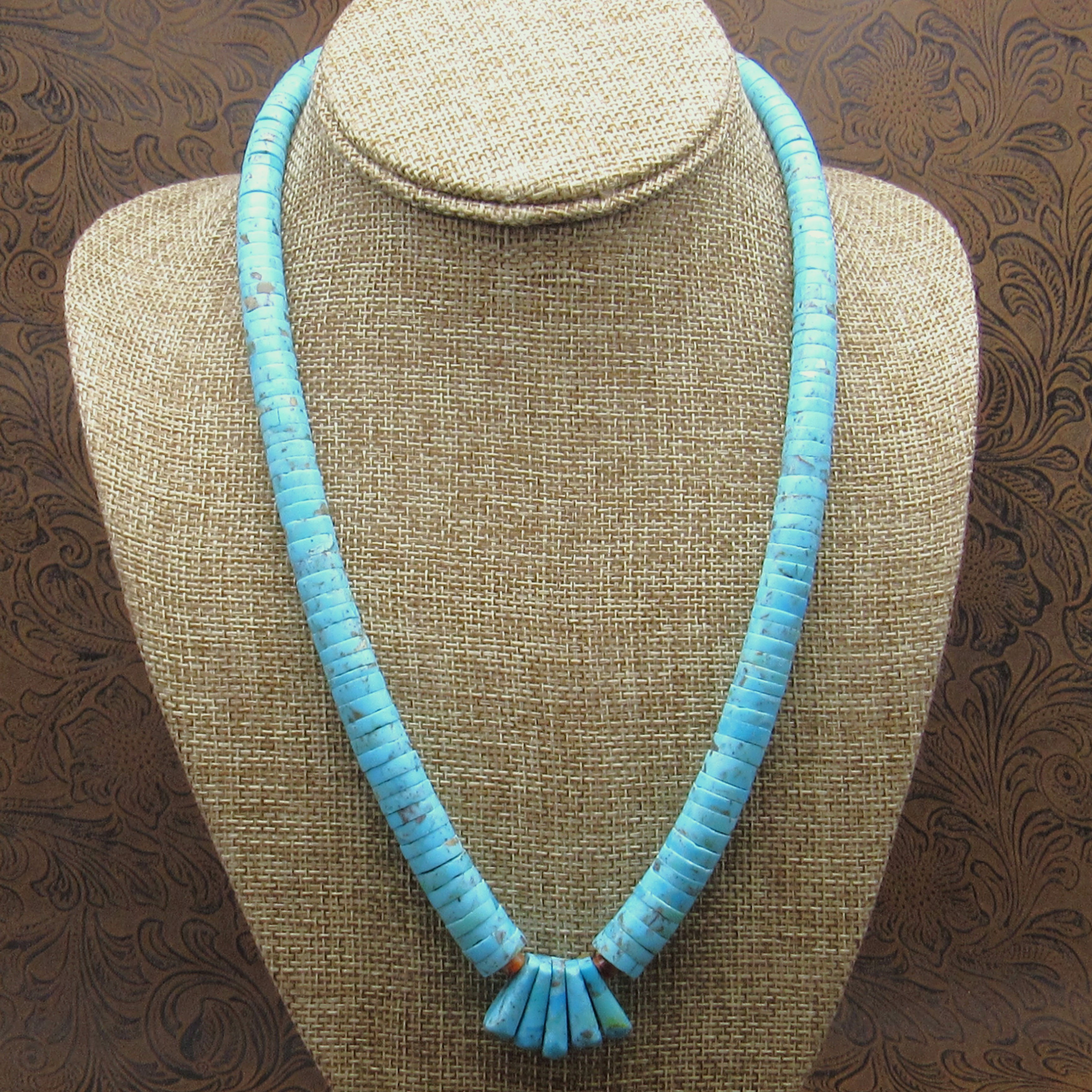 Graduated Heishi and Corn Bead Turquoise Necklace