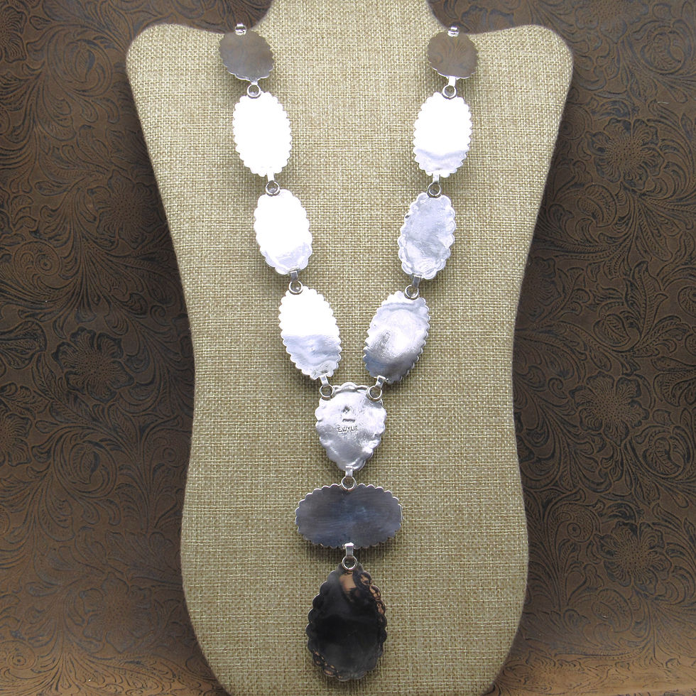 Thumbnail: *Breathtaking Bumblebee Jasper Sterling Silver Navajo Concho Lariat Necklace