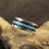Thumbnail: *Zuni Sterling Silver Jagged Shadowbox Inlay Turquoise Cuff By Lawrence Loretto