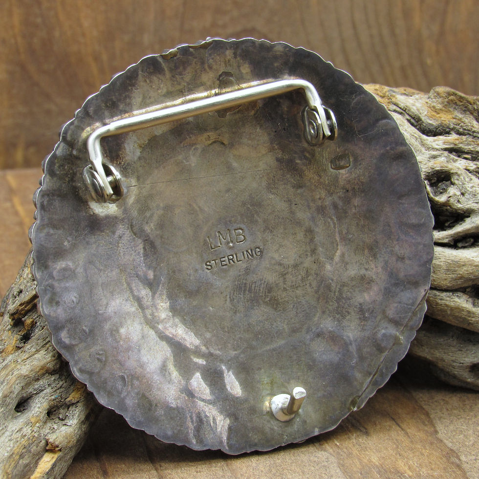 Thumbnail: *Vintage Navajo Green Turquoise Cluster Sterling Silver Belt Buckle