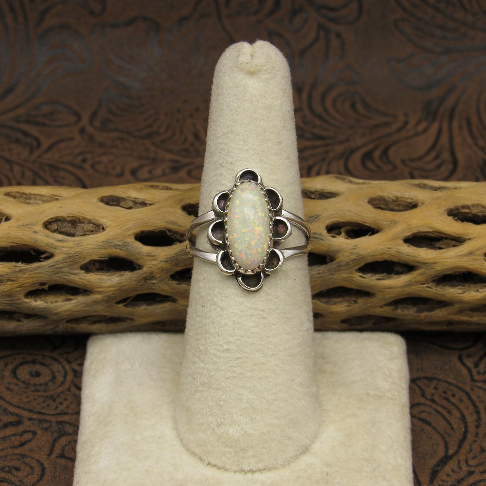 Oval Lab Created Opal Sterling Silver Ring Size 7