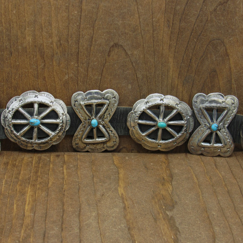 Sterling Silver and Turquoise Navajo Concho Belt By Nellie TSO