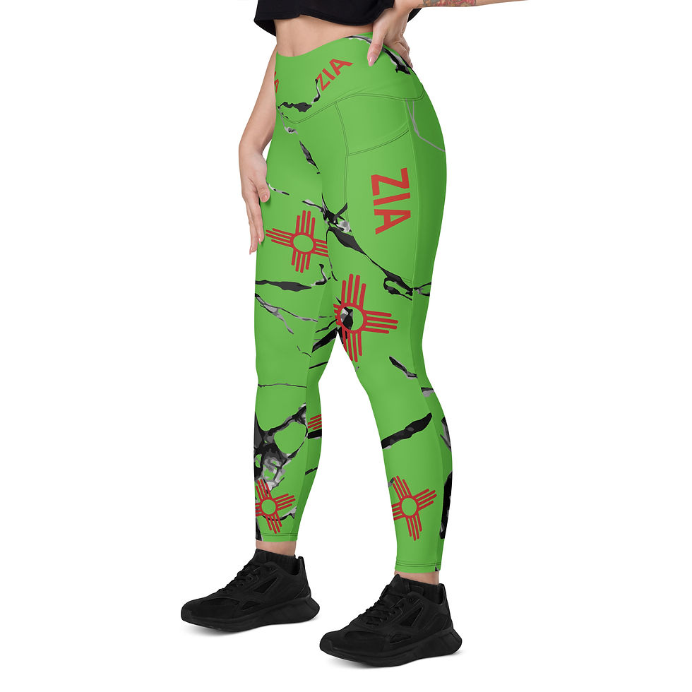 Thumbnail: Lime Green Red Zia Leggings with pockets