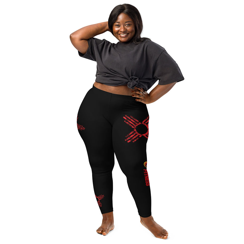Thumbnail: ENHANCE FITNESS Red Distressed ZIA black Leggings