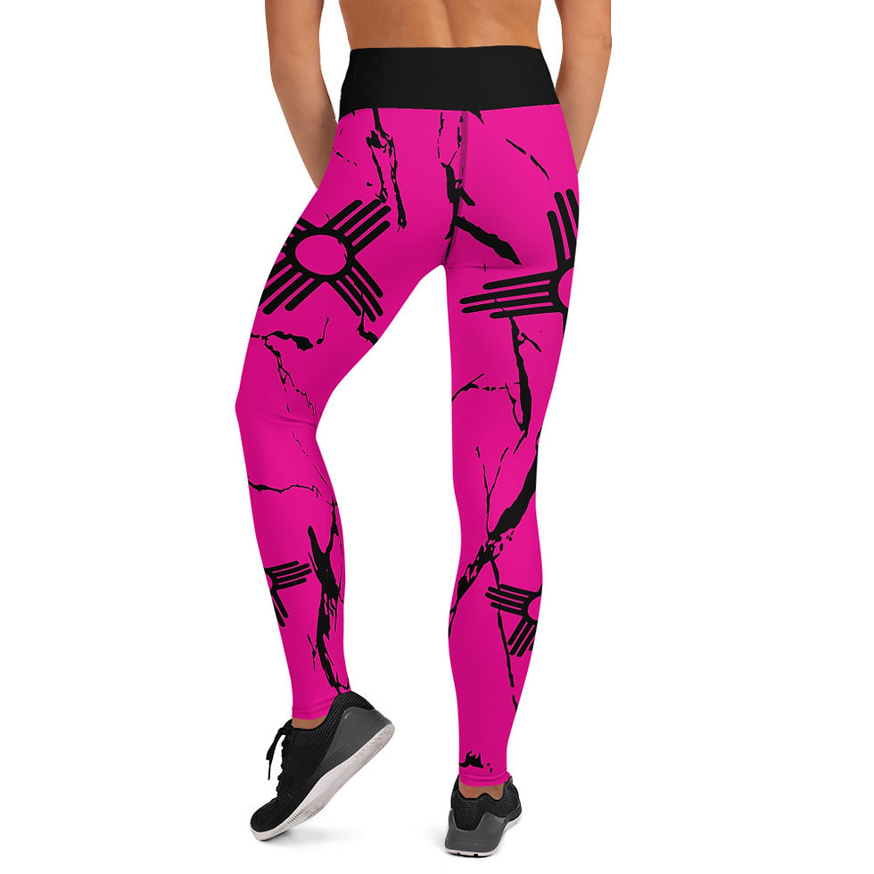 Thumbnail: Big Zia Pink and Black Marble Yoga Leggings