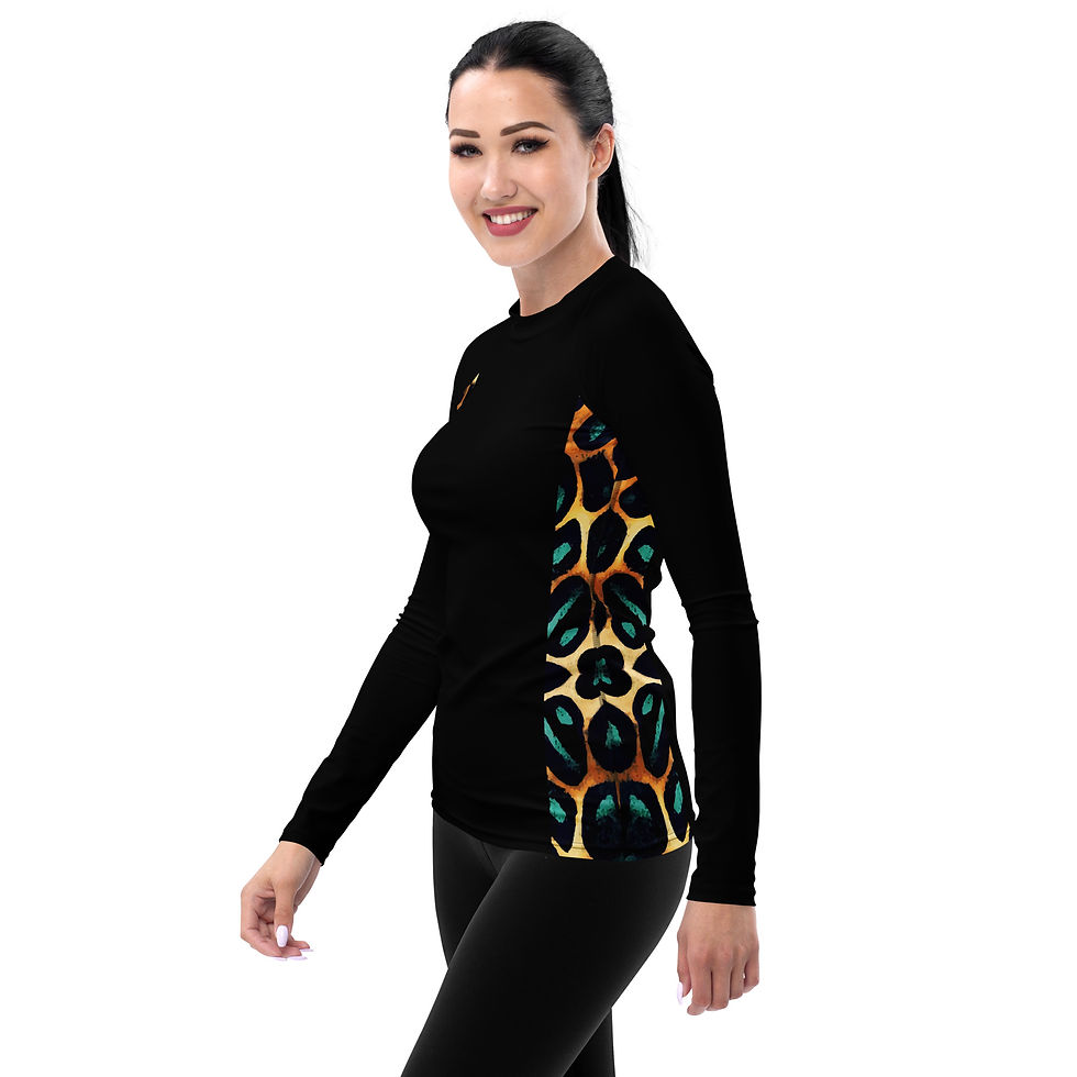 Thumbnail: Animal Large Print Black Women's Rash Guard