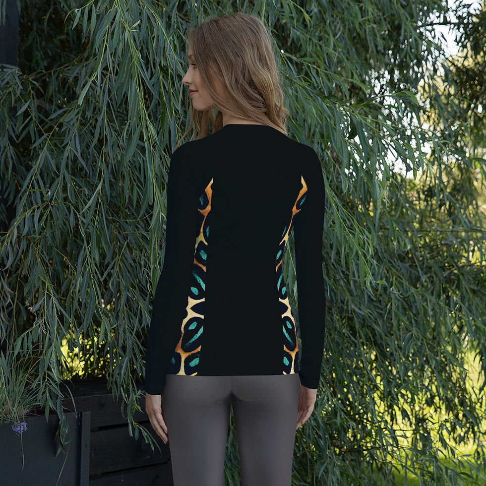 Thumbnail: Animal Large Print Black Women's Rash Guard