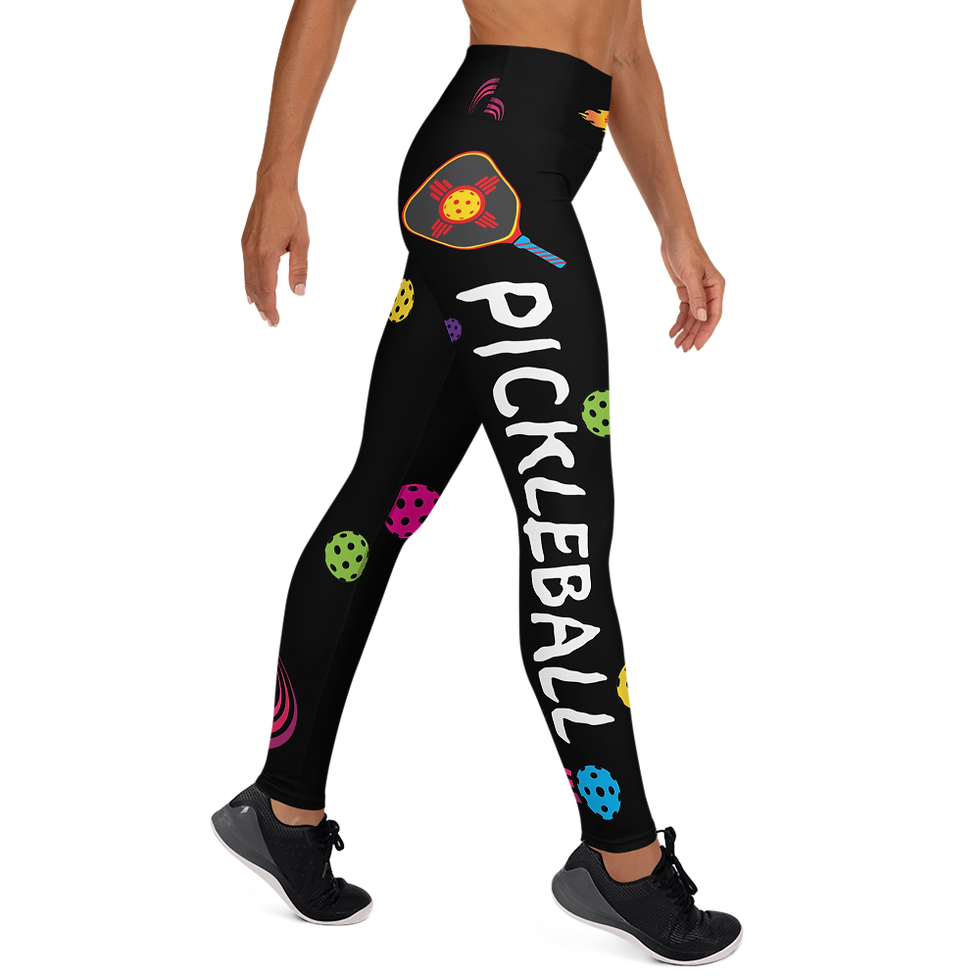 Thumbnail: Black Yoga Pickelball Side Text Leggings