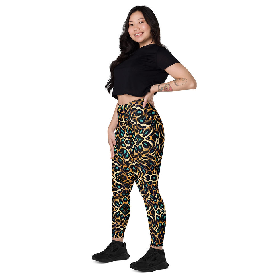 Thumbnail: Leggings with pockets Leopard Print Turquoise