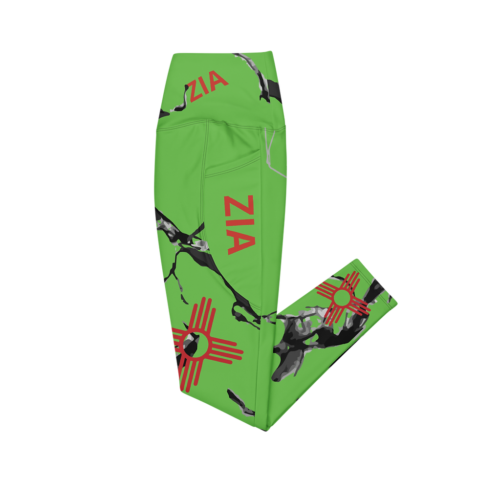 Thumbnail: Lime Green Red Zia Leggings with pockets