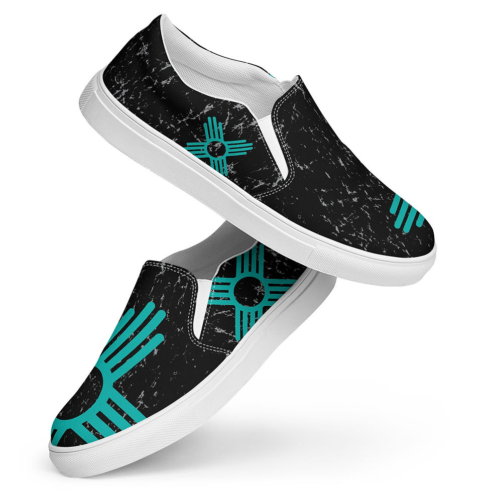 Thumbnail: Men’s Turqouise ZIA and Black slip-on canvas shoes