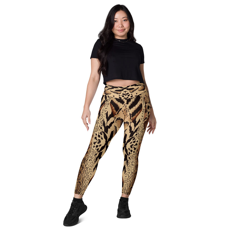 Thumbnail: Leggings with Pockets Brown Animal Print