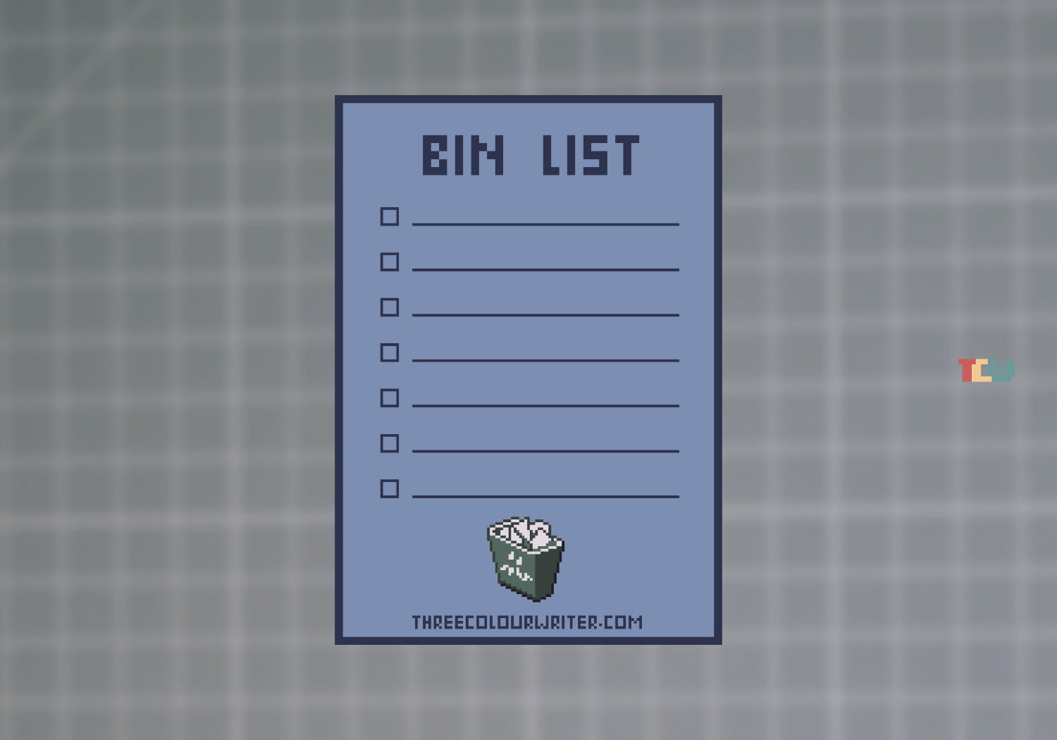 Printable “Bin List”