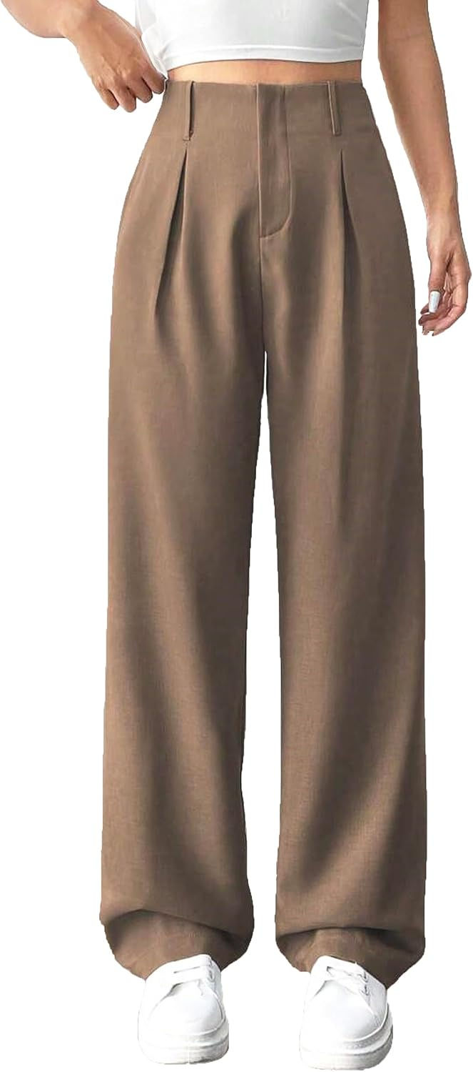 Thumbnail: Womens High Waisted Wide Leg Pants Pleated Tailored Trousers with Pockets Busine