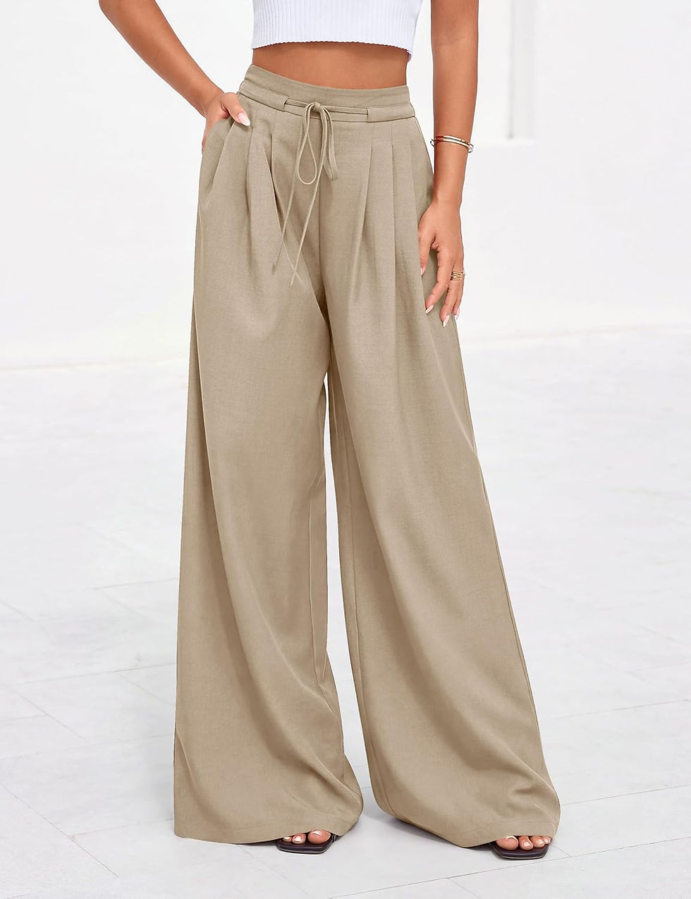 Thumbnail: PRETTYGARDEN Womens Summer Wide Leg Dress Pants Business Casual Work High Waist