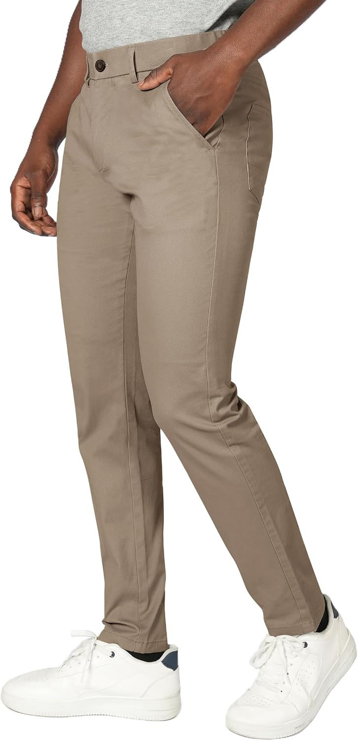 Thumbnail: Plaid&Plain Men's Skinny Stretchy Khaki Pants Colored Pants Slim Fit Slacks Tape