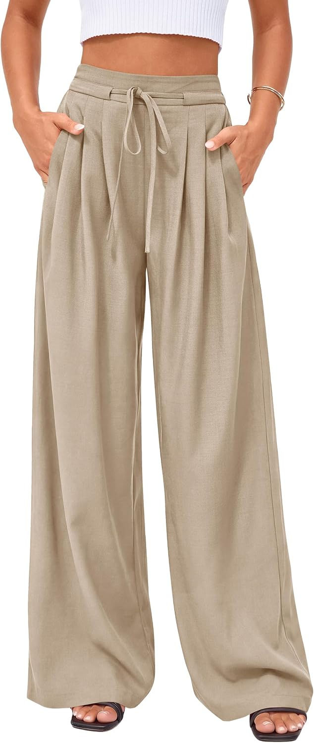PRETTYGARDEN Womens Summer Wide Leg Dress Pants Business Casual Work High Waist