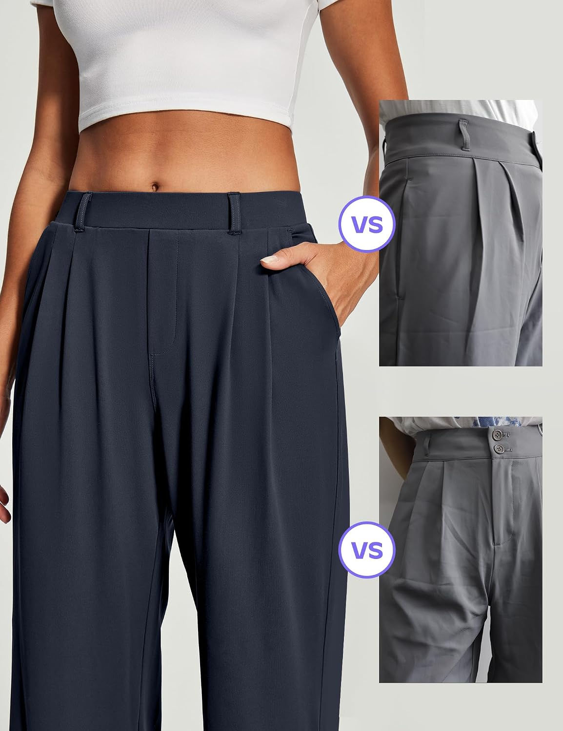 Heathyoga Womens Dress Pants Pull On Wide Leg Stretchy Work Pants Women Business