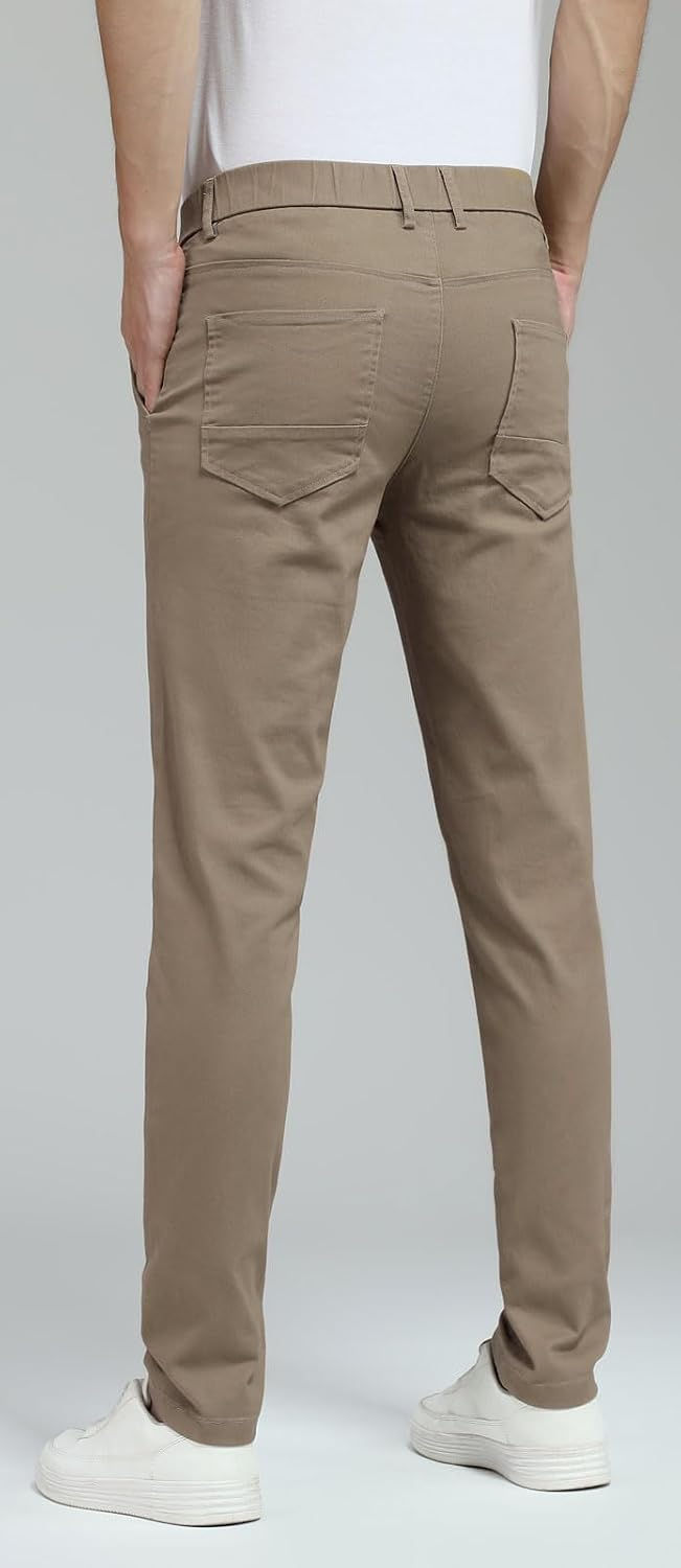 Thumbnail: Plaid&Plain Men's Skinny Stretchy Khaki Pants Colored Pants Slim Fit Slacks Tape