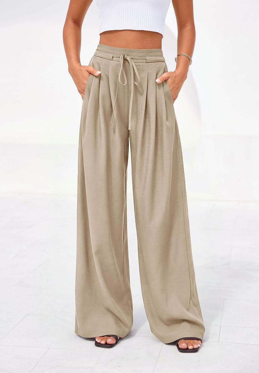 Thumbnail: PRETTYGARDEN Womens Summer Wide Leg Dress Pants Business Casual Work High Waist