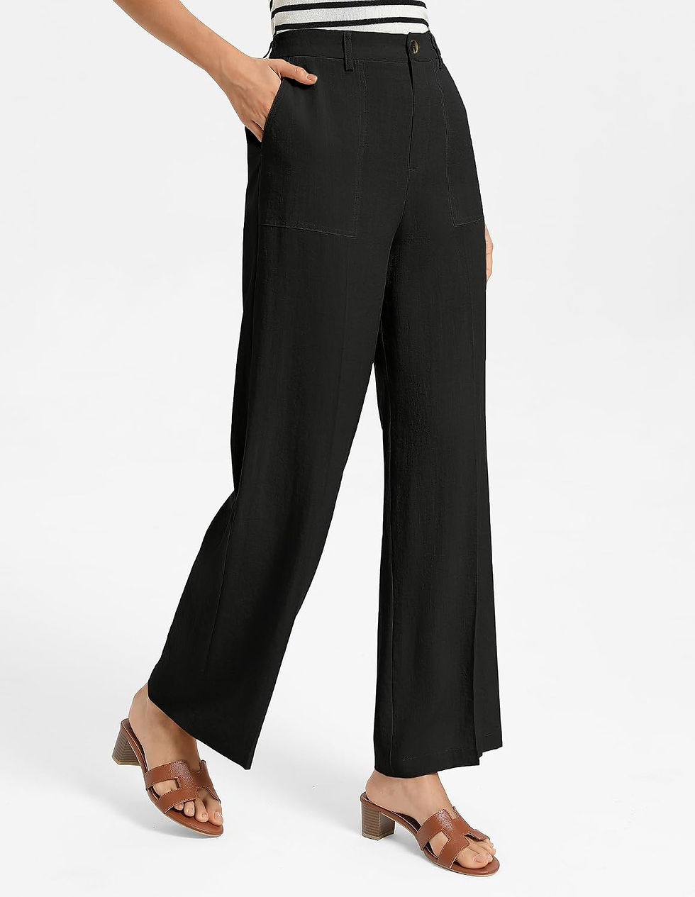 Thumbnail: GRACE KARIN Linen Pants for Women,Work Dressy Trousers with Pockets,High Waist W
