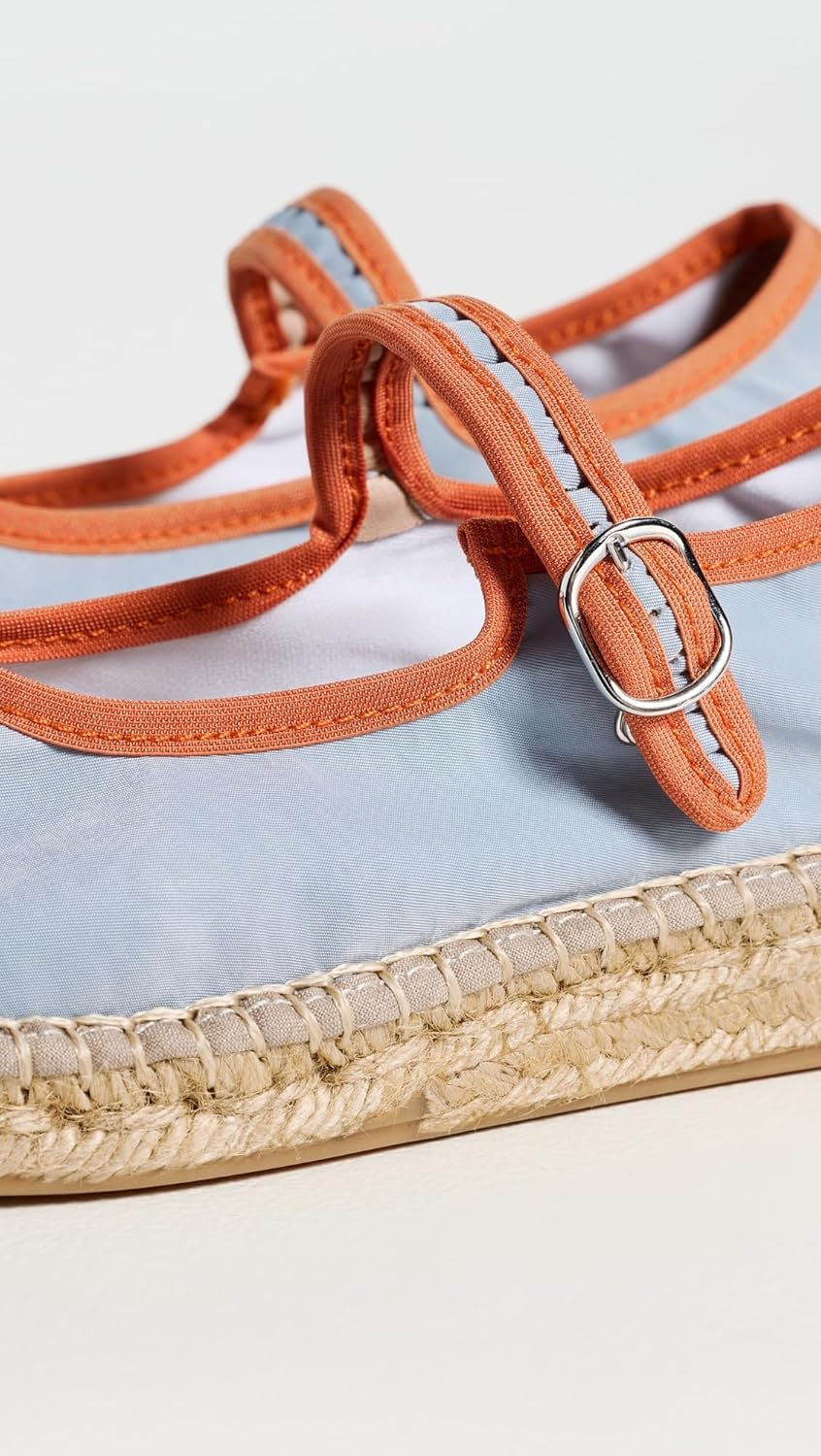 Thumbnail: Naguisa Women's Peonia Mary Jane Flats, Light Blue/Orange Espadrille Style