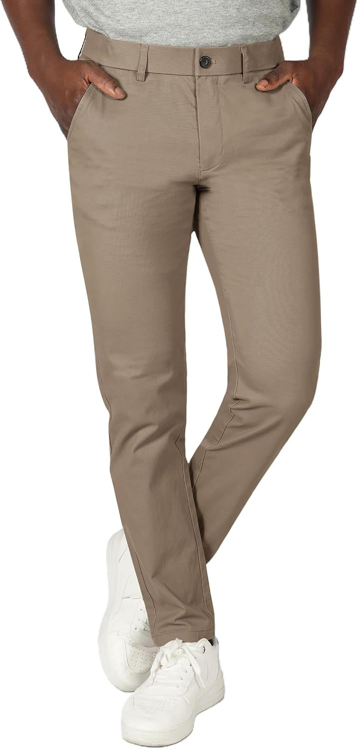Thumbnail: Plaid&Plain Men's Skinny Stretchy Khaki Pants Colored Pants Slim Fit Slacks Tape