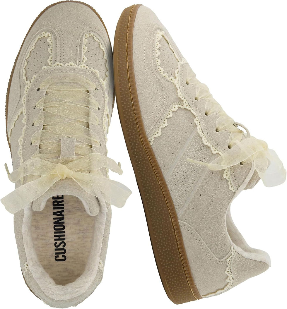 Thumbnail: CUSHIONAIRE Belinda Women's Lace Trim Casual Sneakers with Memory Foam
