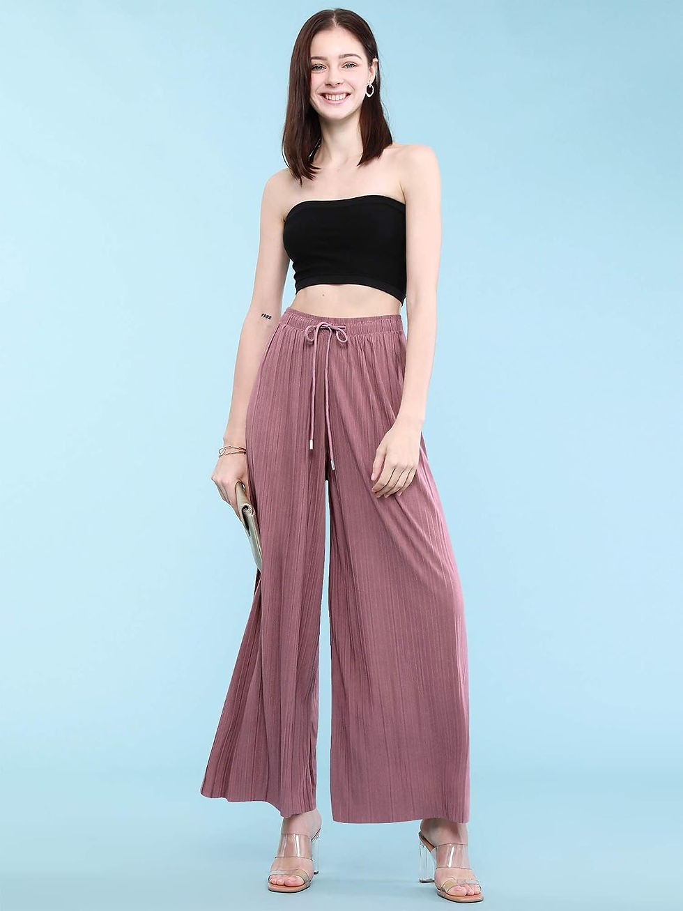 Thumbnail: Made By Johnny Women’s Wide Leg Palazzo Pants – High Waist Flowy Fit with Drawst