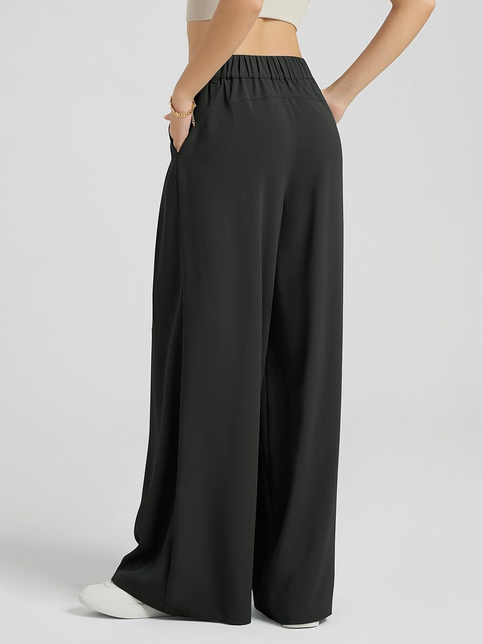 Thumbnail: ODODOS Chiffon Flowy Pleated Wide Leg Pants for Women Lightweight High Waist Tro