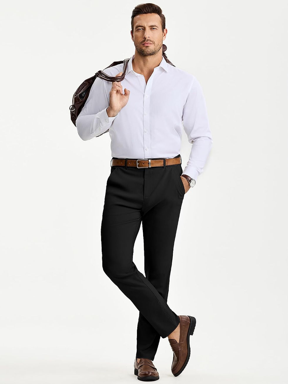 Thumbnail: JMIERR Men's Skinny Stretchy Suit Pants Slim Fit Slacks Tapered Trousers