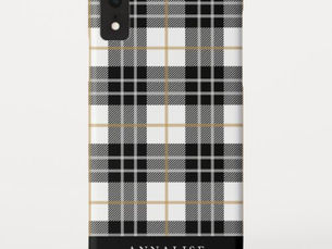 Hot Review! Trendy Black / White Plaid Pattern iPhone XR Case
