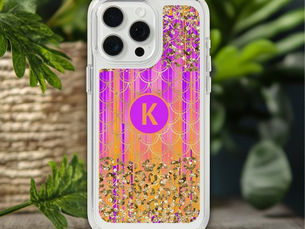 Best Deals! Monogram Modern Mermaid Glitter Purple Orange iPhone 15 Pro Max Case
