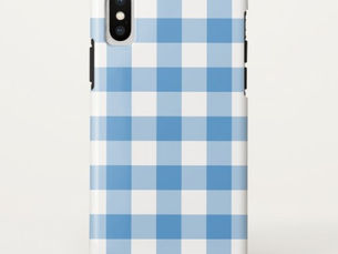 Review Light Blue and White Buffalo Plaid iPhone X Case