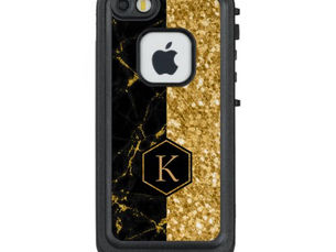 Top 10! Gold Glitter & Black Marble Stone Texture Print LifeProof FRĒ iPhone SE/5/5s Case