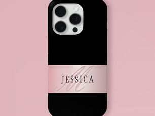 Big Deals! Elegant Blush Faux Rose Gold | Name & Initial iPhone 15 Pro Case