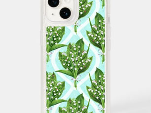 Hot Deals! Bouquet of lily of the valley flowers on blue OtterBox iPhone 14 case