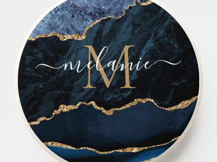 Best Price! Navy Blue Gold Marble Custom Name Letter PopSocket