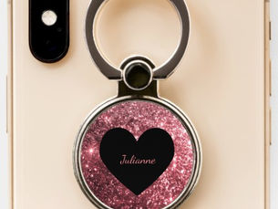 Review Heart & Your Name Pink Glitter Phone Ring Stand