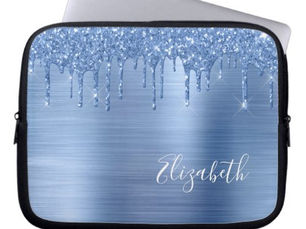 Top 5! Blue Glitter Monogram Laptop Sleeve