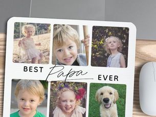 Big Deals! Best Papa Ever Calligraphy 6 Photo Collage Mouse Pad
