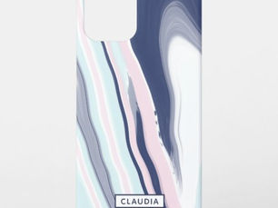 Review Elegant modern pink blue white liquid marble iPhone 12 pro case