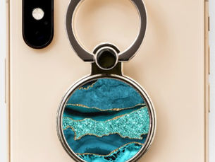 Best Price! Agate Teal Blue Gold Glitter Marble Aqua Turquoise Phone Ring Stand