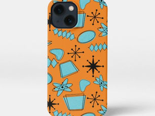 Review MCM Atomic Shapes Turquoise on Orange iPhone 13 Mini Case