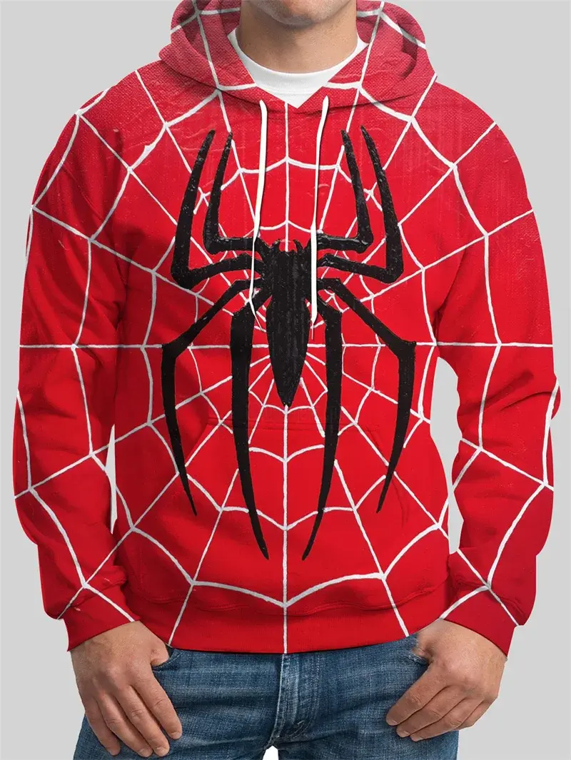 Thumbnail: Spider Pattern Men's Fashion Hoodies Long Sleeve Autumn Winter 3D Print Street