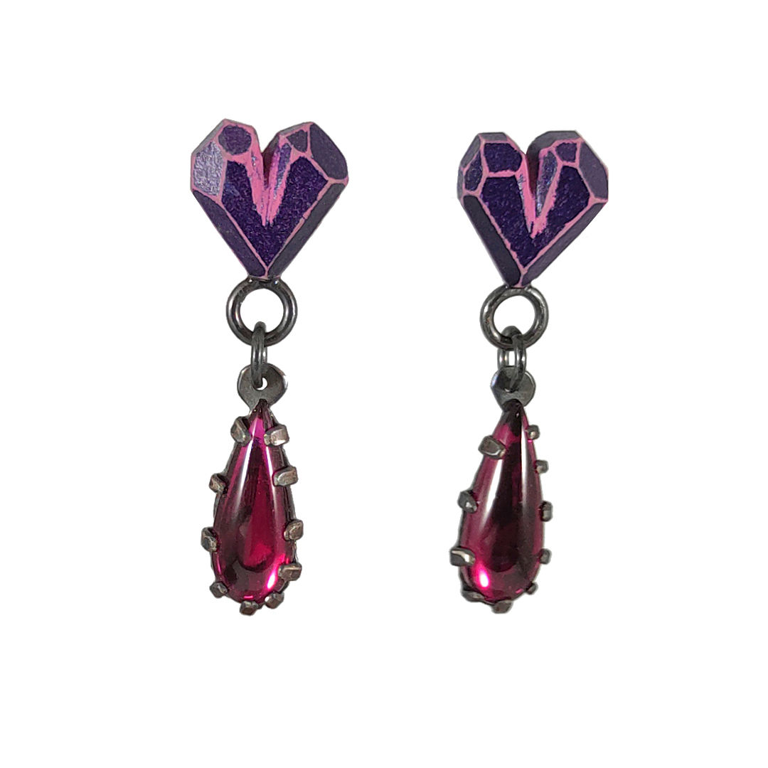 Wood Heart Caireles Dangles