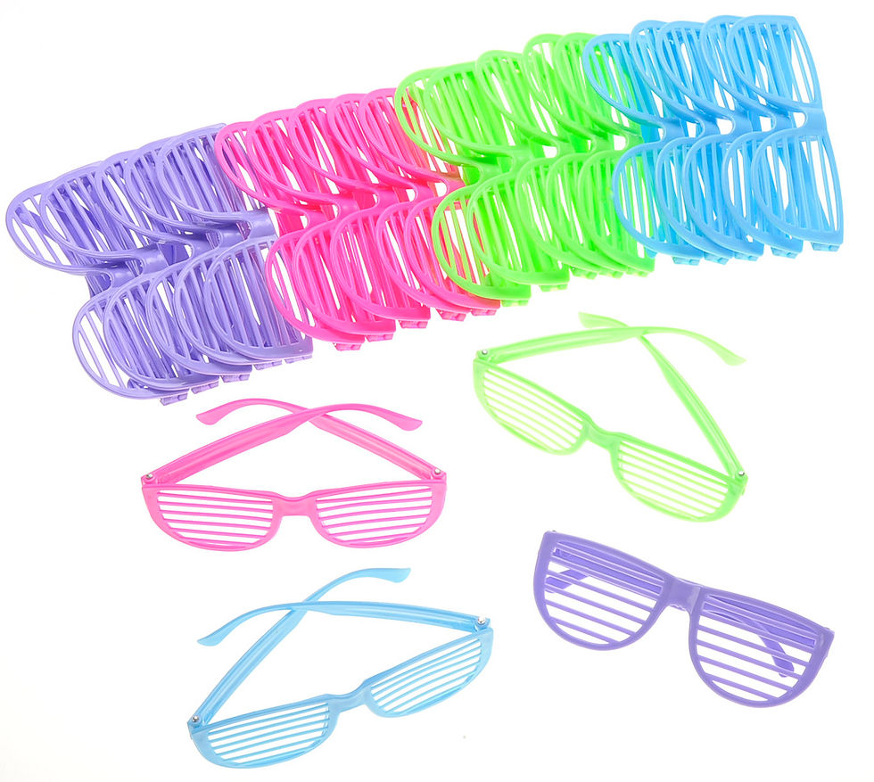 Thumbnail: Plastic Shutter Shades Glasses (12Pairs/PK, Purple,Blue,Green, And Pink)