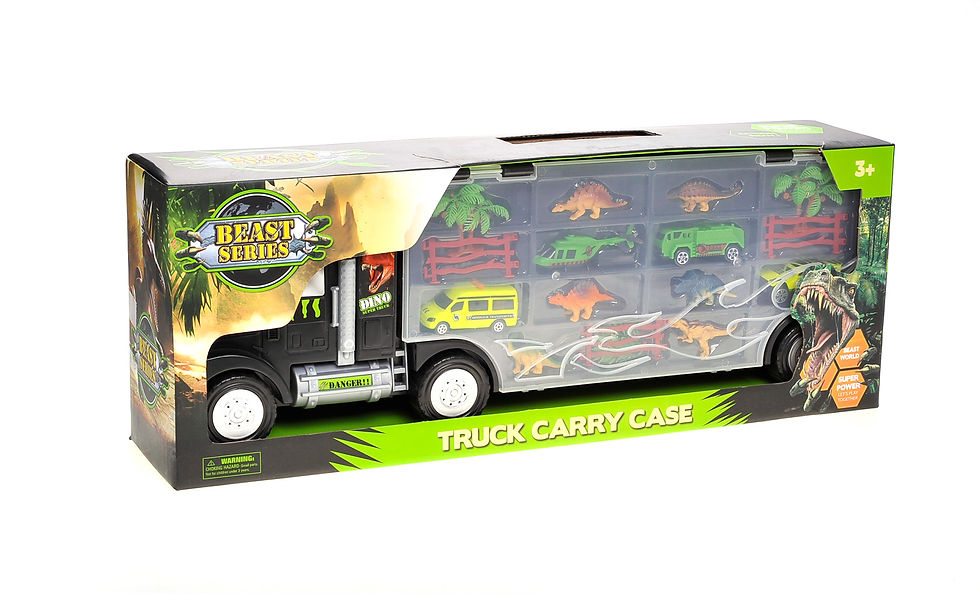 Thumbnail: 22" Transport Dinosaurs Car Carrier Truck Toy Includes Dinosaur Toys, Cars and H
