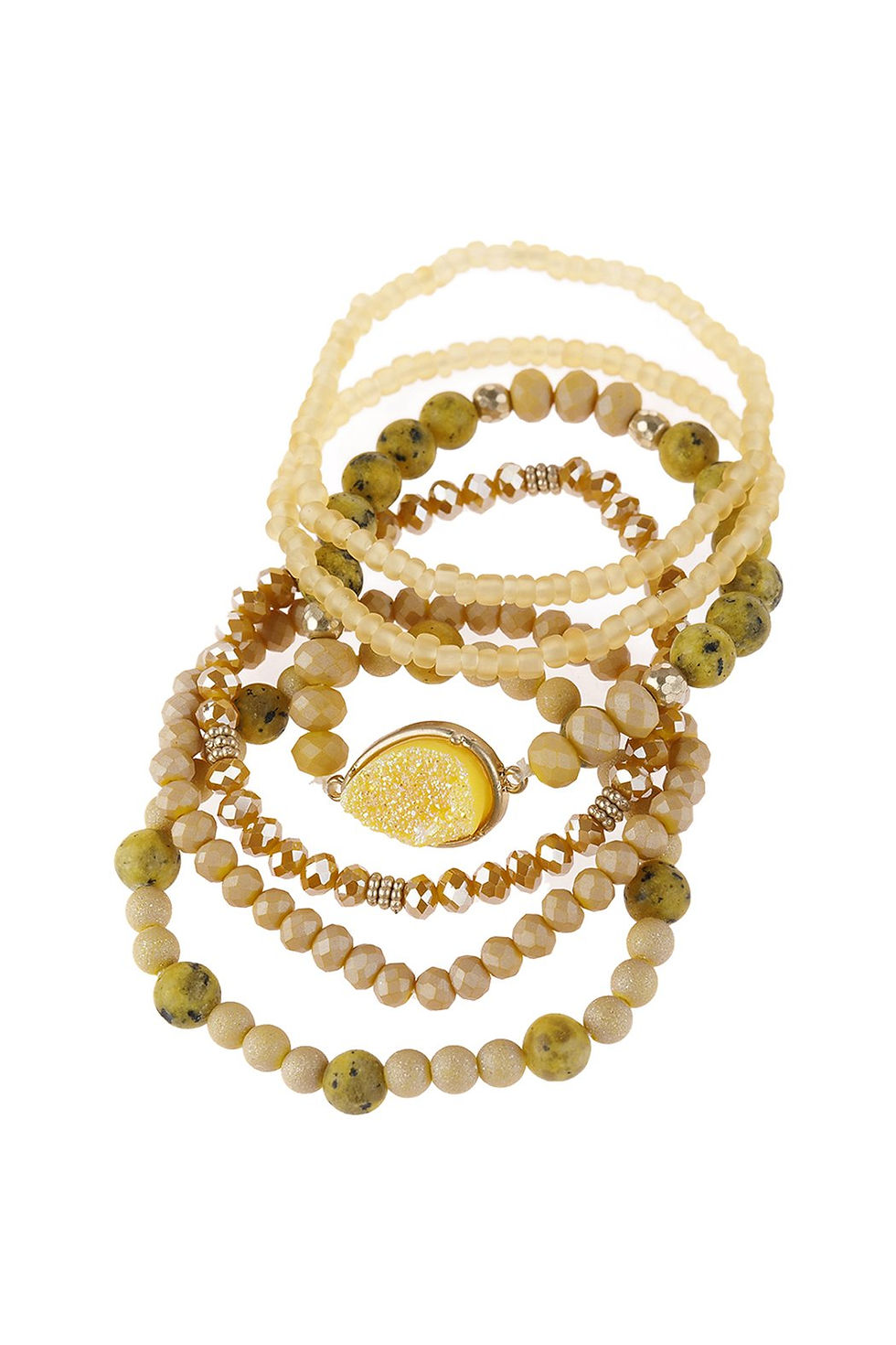 Thumbnail: Hdb2950b - Teardrop Druzy Mixed Beads Bracelet