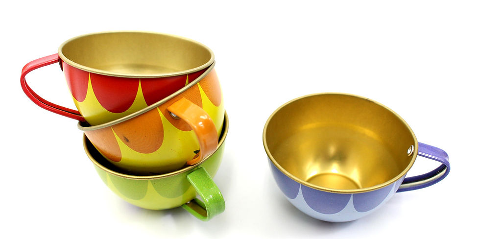 Thumbnail: Metal Teapot And Cups Kitchen Playset (Fruit)